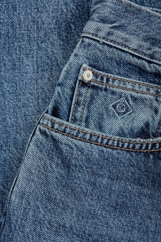 Jean straight taille haute - Bleu