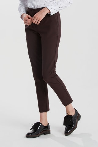 Pantalon tapered 7/8 taille haute - Marron