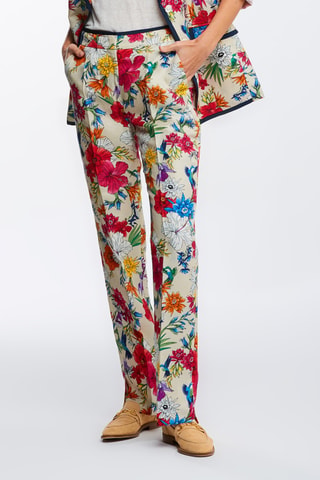 Pantalon regular en lin - Ivoire