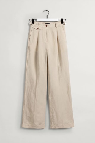 Pantalon wide legs en lin taille haute - Beige