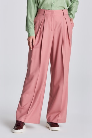 Pantalon wide legs en laine taille haute - Rose