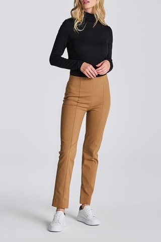 Pantalon slim taille haute - Camel