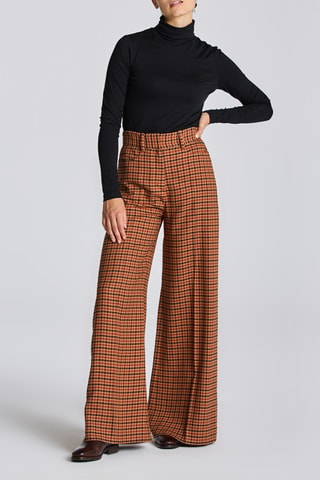 Pantalon wide legs taille haute - Marron foncé