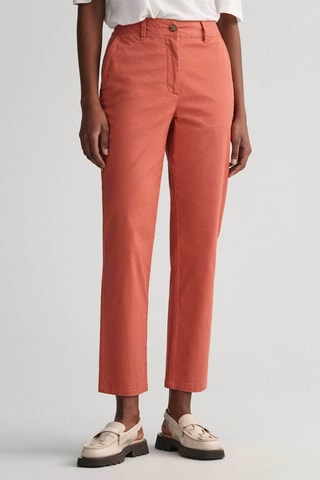 Chino slim taille haute en coton biologique - Rouge brique