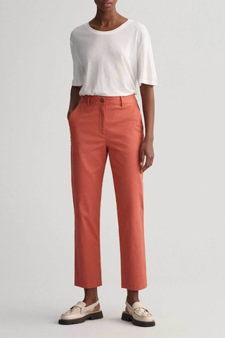Chino slim taille haute en coton biologique - Rouge brique