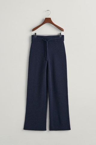 Pantalon regular en laine et cachemire - Bleu nuit