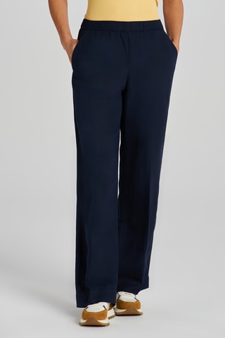 Pantalon droit en lin - Bleu nuit