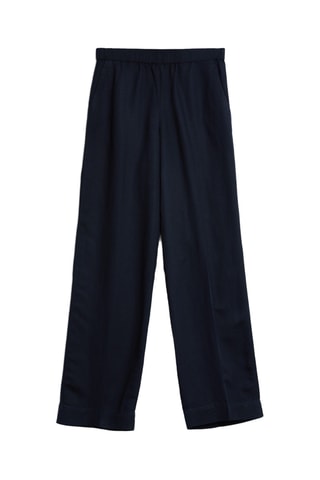 Pantalon droit en lin - Bleu nuit