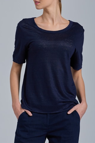 Top en lin - Bleu nuit