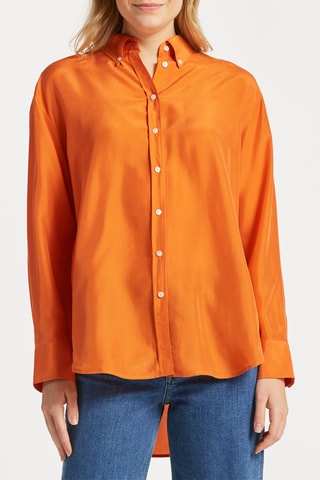 Chemisier relaxed en soie - Orange