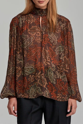 Blouse en soie - Marron