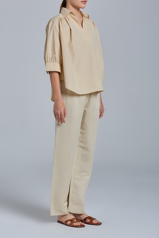 Blouse en coton biologique - Beige clair