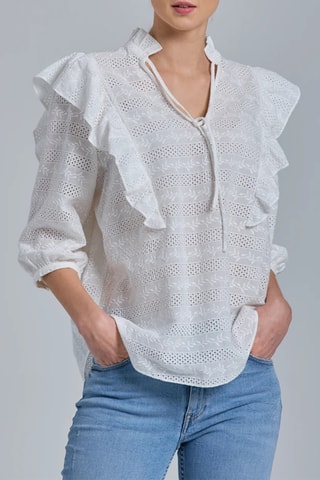 Blouse en broderie anglaise - Blanc