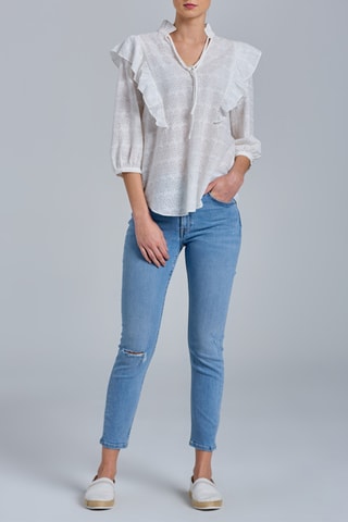 Blouse en broderie anglaise - Blanc