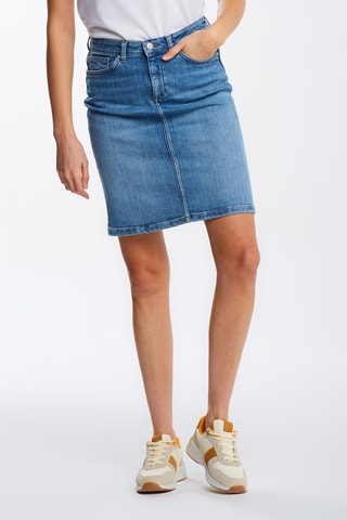 Jupe droite en jean taille haute - Bleu
