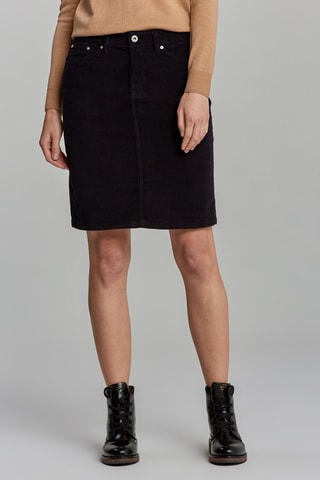 Jupe droite en velours taille haute - Noir