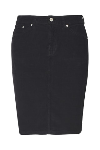 Jupe droite en velours taille haute - Noir