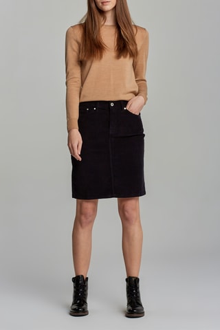 Jupe droite en velours taille haute - Noir
