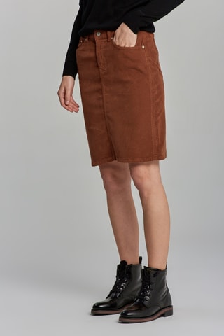 Jupe droite en velours taille haute - Marron