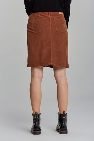 Jupe droite en velours taille haute - Marron