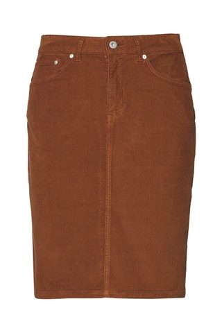 Jupe droite en velours taille haute - Marron
