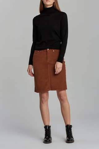 Jupe droite en velours taille haute - Marron