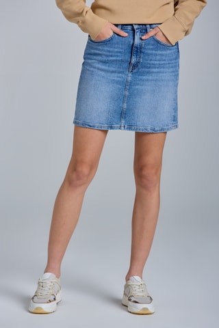 Jupe droite en jean taille haute - Bleu