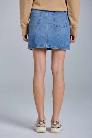 Jupe droite en jean taille haute - Bleu
