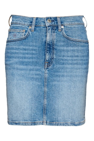 Jupe droite en jean taille haute - Bleu