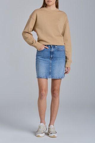 Jupe droite en jean taille haute - Bleu