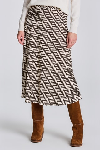 Jupe midi taille haute - Marron