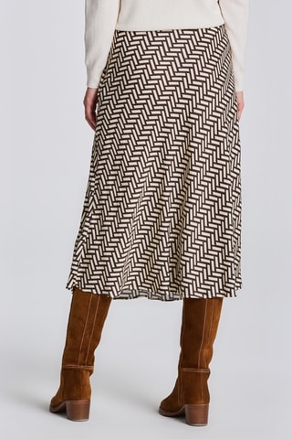 Jupe midi taille haute - Marron