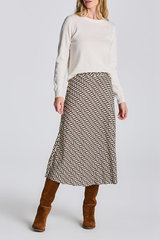 Jupe midi taille haute - Marron