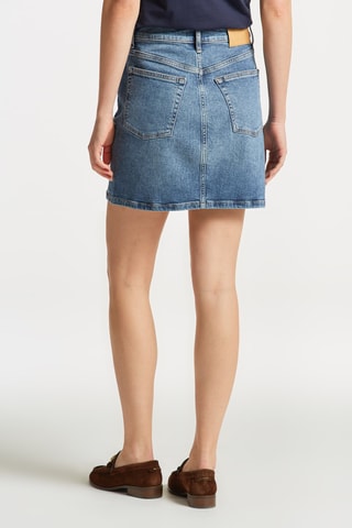 Jupe droite en jean taille haute - Bleu