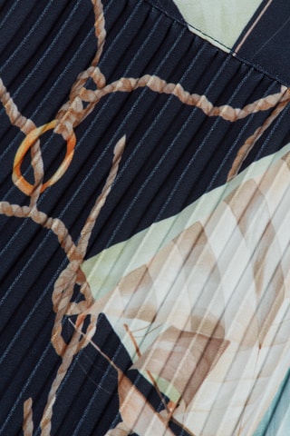 Jupe plissée taille haute - Bleu marine