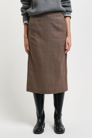 Jupe midi en laine - Kaki