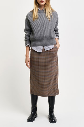 Jupe midi en laine - Kaki