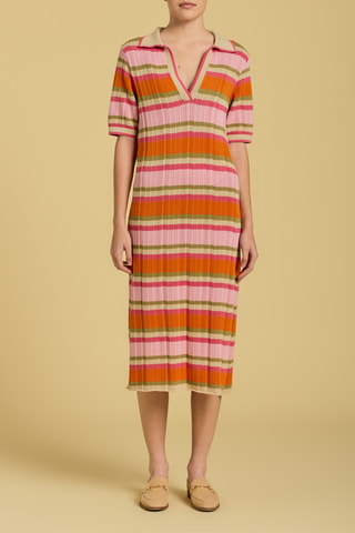 Robe midi en coton biologique - Rose et orange