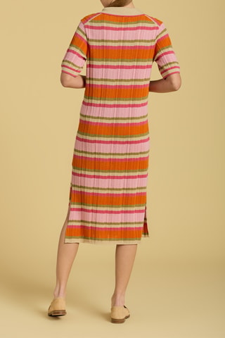 Robe midi en coton biologique - Rose et orange