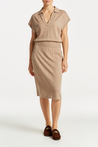 Robe midi en lin et soie - Beige