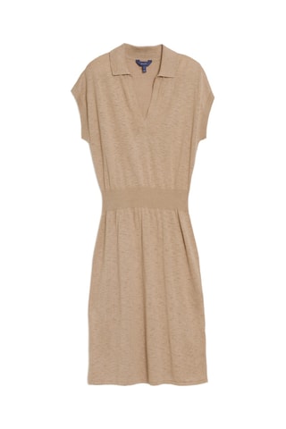 Robe midi en lin et soie - Beige