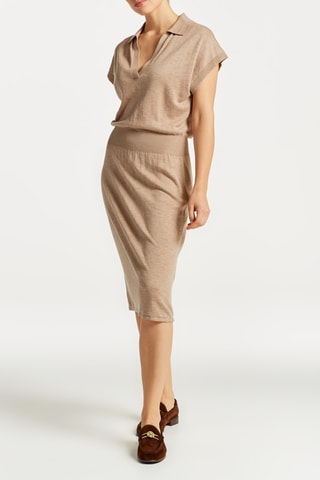 Robe midi en lin et soie - Beige