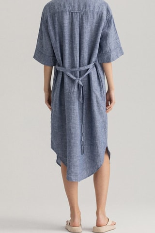Robe chemise en lin - Bleu marine chiné