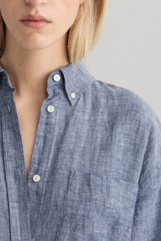 Robe chemise en lin - Bleu marine chiné