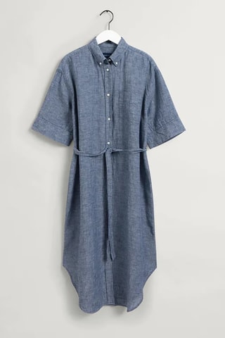 Robe chemise en lin - Bleu marine chiné