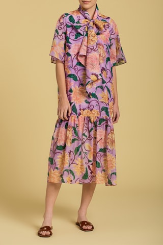Robe midi en soie - Violet