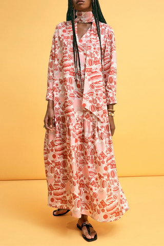Robe longue en soie - Rouge
