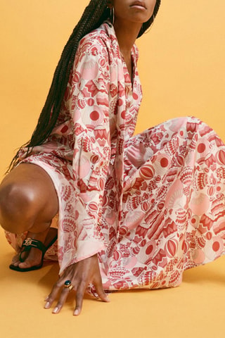Robe longue en soie - Rouge