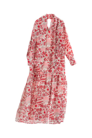 Robe longue en soie - Rouge