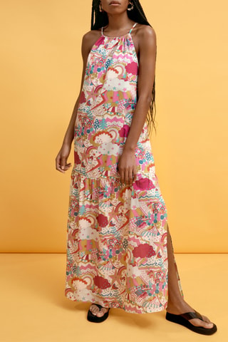 Robe longue - Blanc et rose